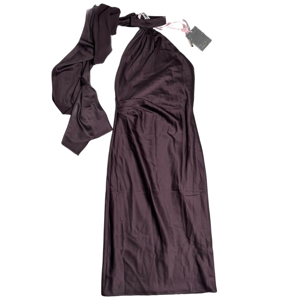House of CB Angelina Chocolate Wrap Neck Midi Dress